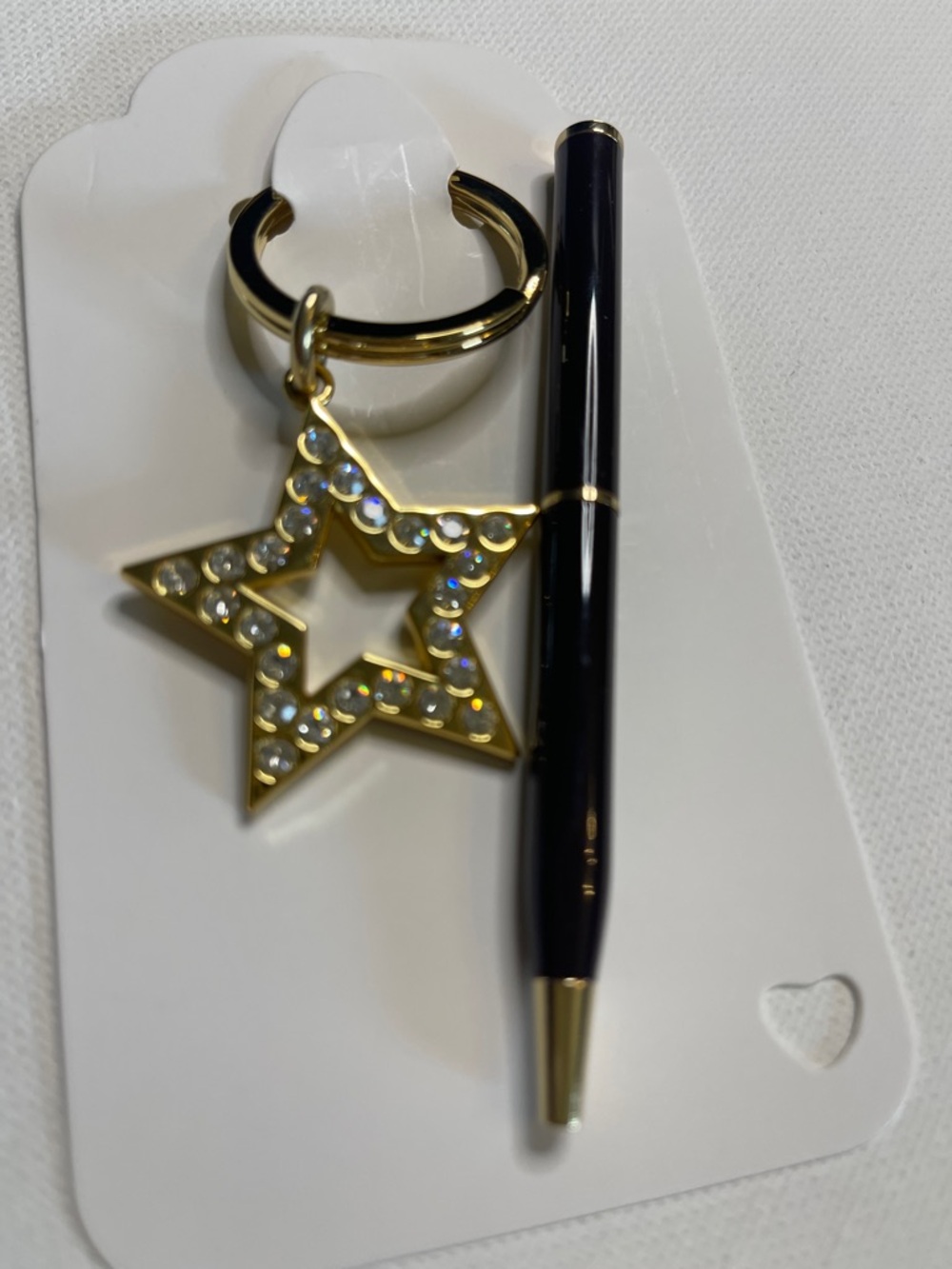 Coach Gold Star Crystal Keychain with Black Coach Pen - Picture 2 of 7